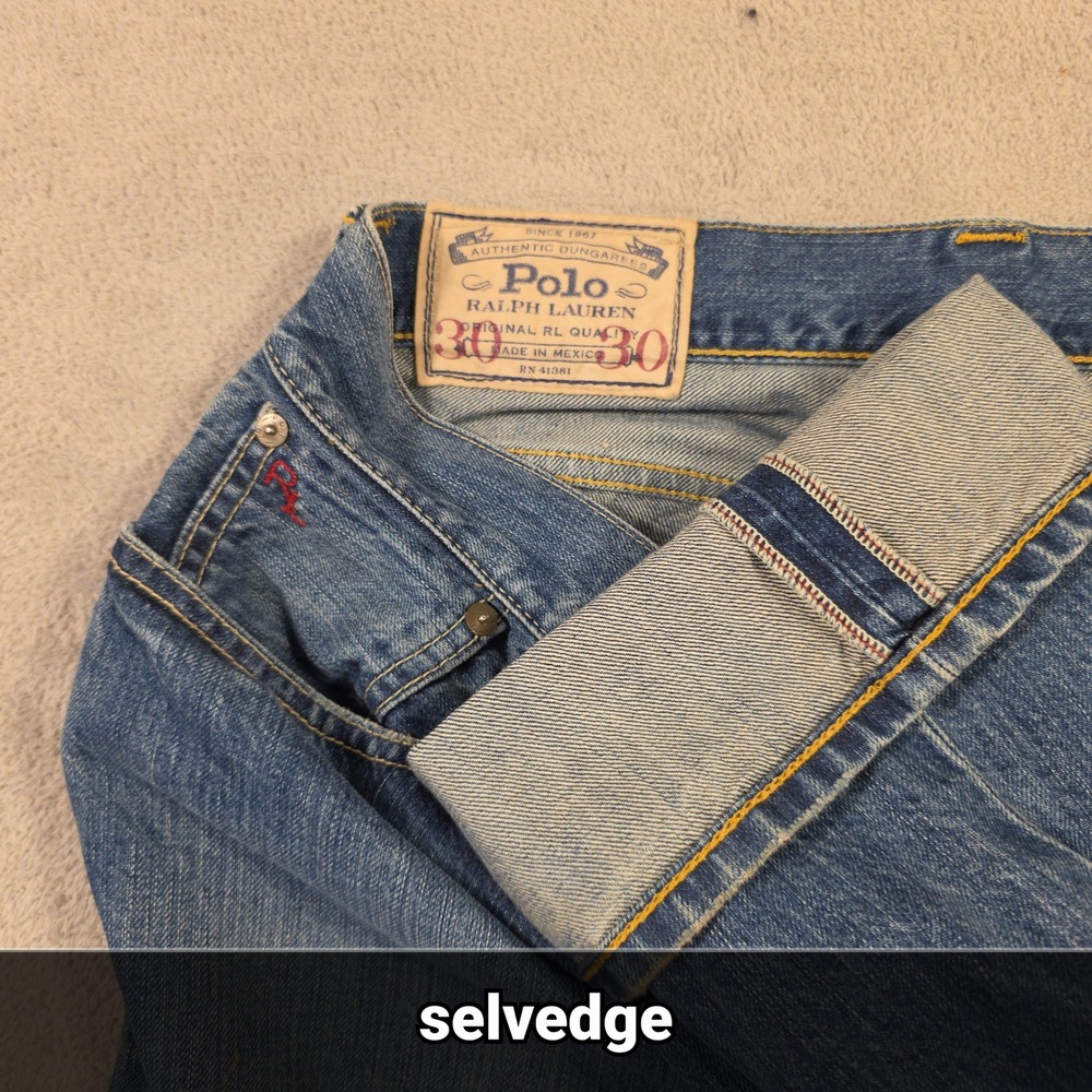 Polo Ralph Lauren Jeans Mens 30x30 (Fits 32x29) Blue Straight Selvedge Dadcore